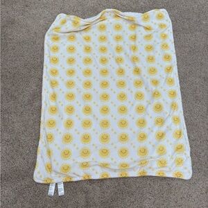 Hello Spud Baby Blanket White Yellow Sunshine 29x37 Fleece Super Soft